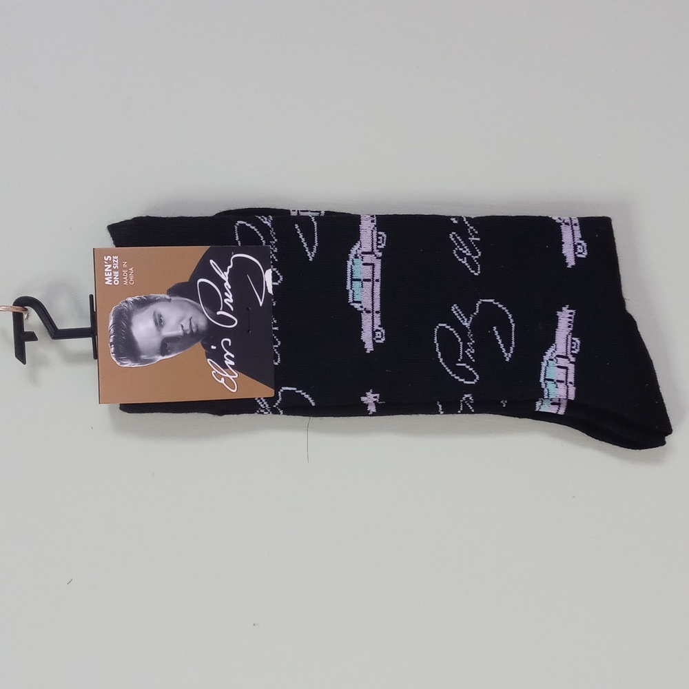 Men's Elvis Presley black signature Cadillac socks 🧦 7 - 12